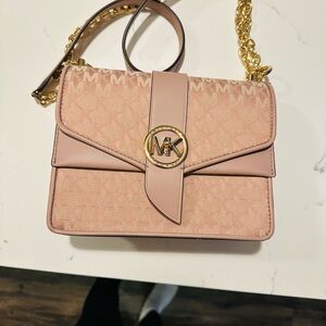 Michael Kors Pink and Gold Crossbody Bag with Structured Design